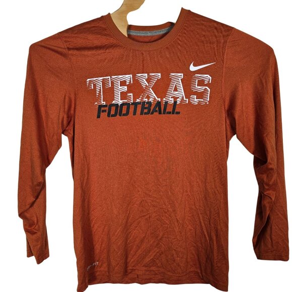 Texas Longhorns Football Nike Dri-Fit Tee Shirt Small Unisex Long Sleeve‎ Orange - Picture 2 of 6